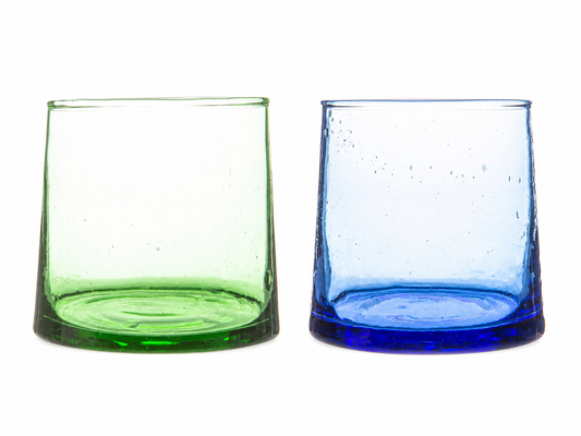 Recycled Tumbler Glass , Blue or Green