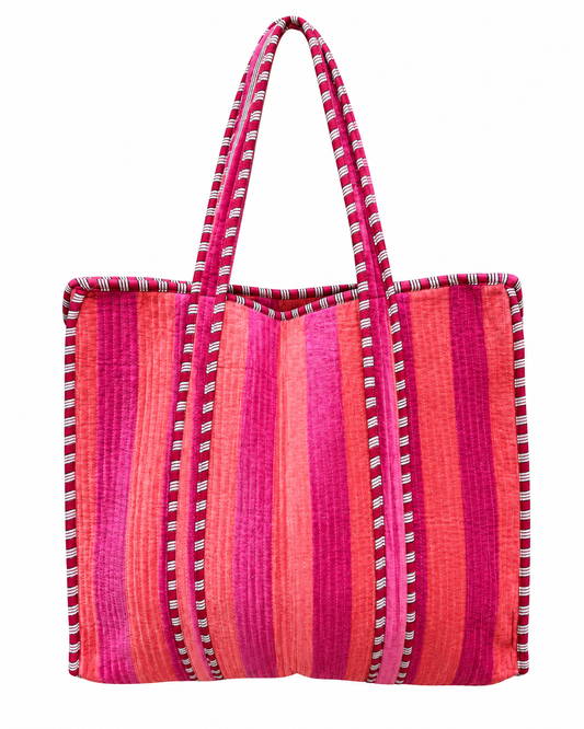 Velvet Stripe Quilted Tote Bag