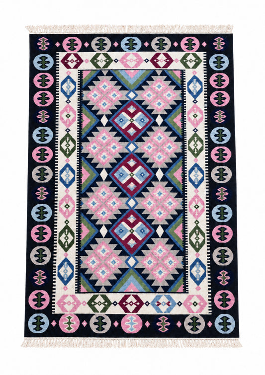 Hand Woven Wool Kilim Style- Rug 1