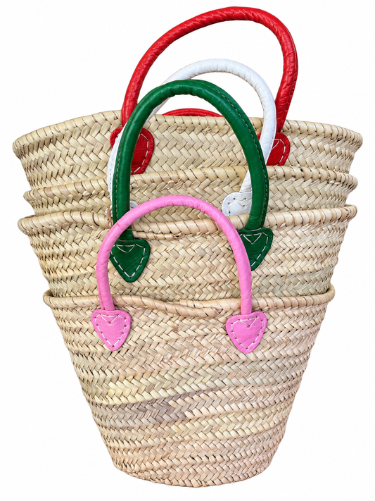Coloured Leather Handle Basket