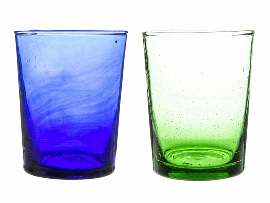 Medium Recycled Tumbler Glass , Blue or green