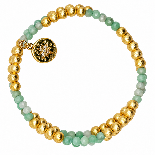 Green and Gold Star Charm Memory Bracelet