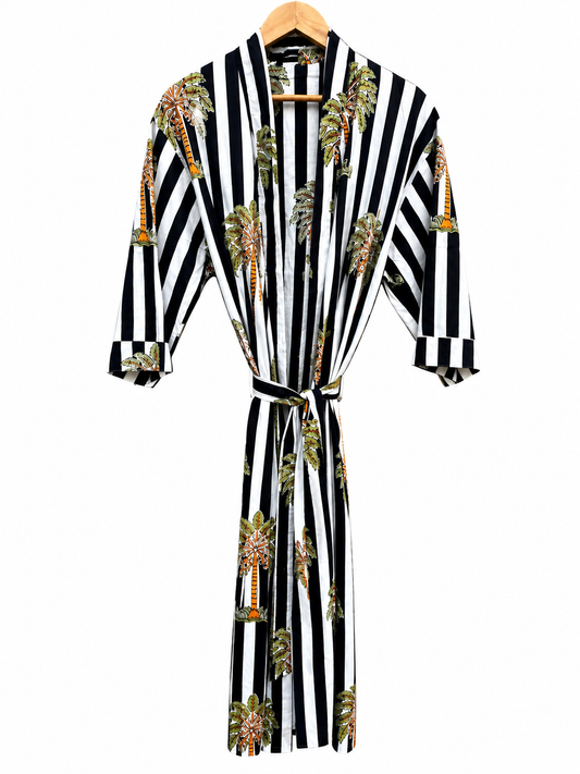 Palm Tree Stripe Dressing Gown Kimono