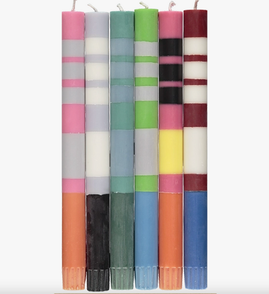Set of 6 Striped Candles