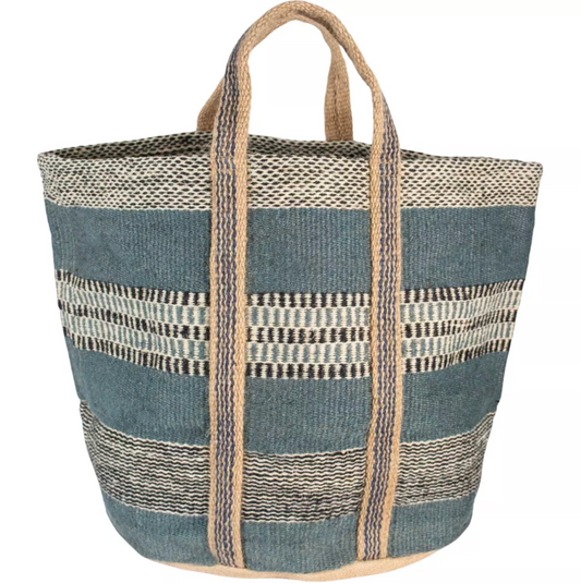 Blue Jute Basket Bag