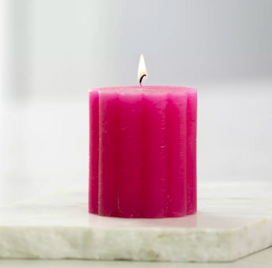 Scalloped Fuchsia Pillar Candle