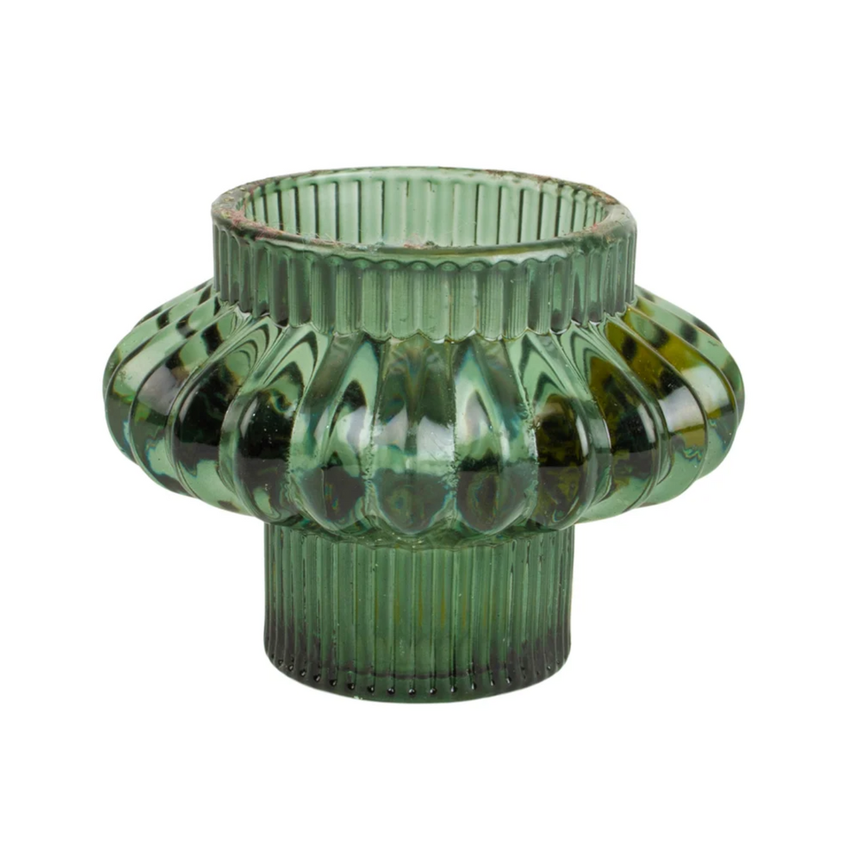 Green Glass Duo Candle Holder