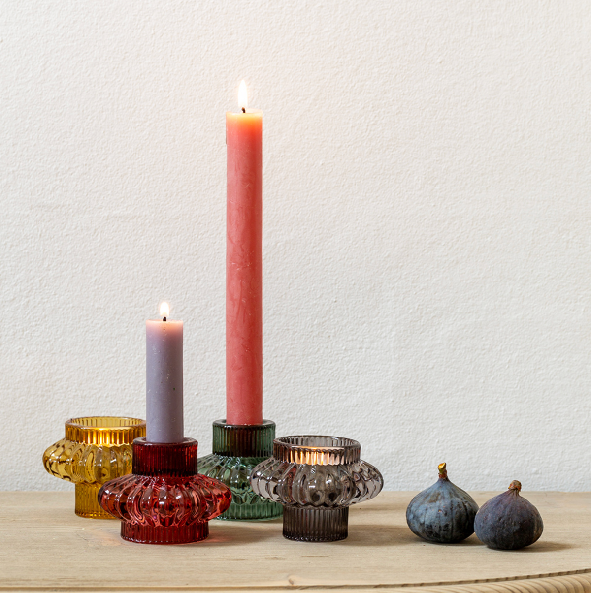 Green Glass Duo Candle Holder