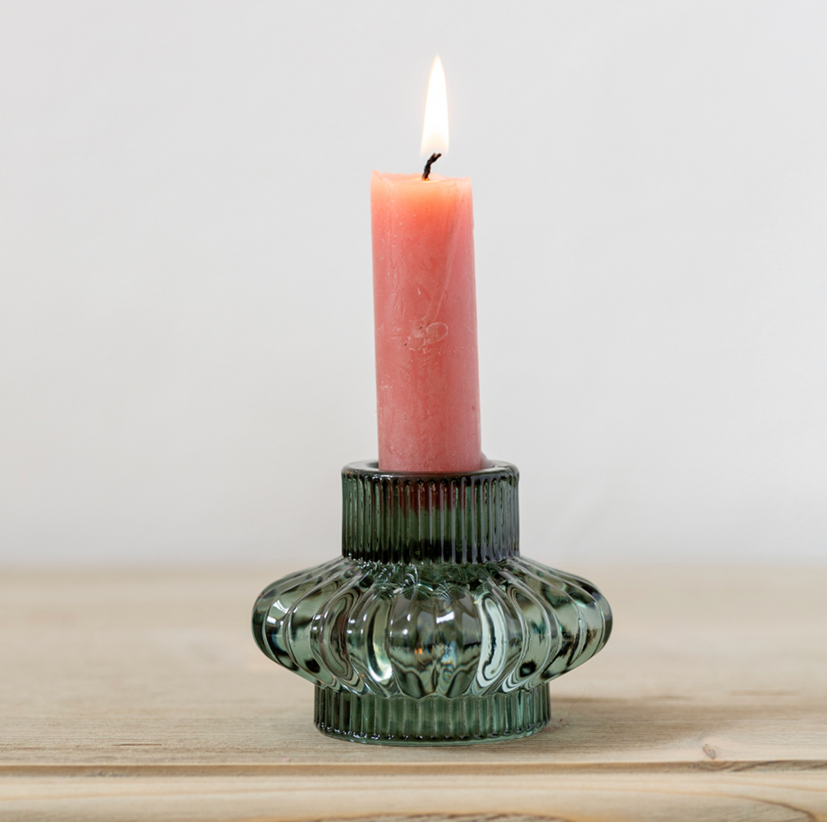 Green Glass Duo Candle Holder