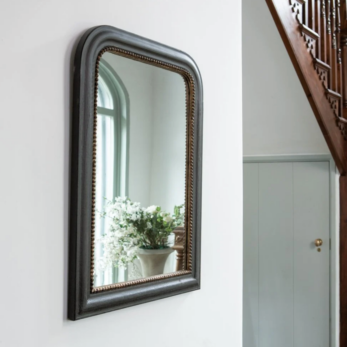 Vintage Mirror Black with Gold Rim