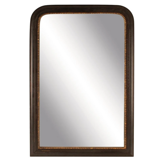 Vintage Mirror Black with Gold Rim